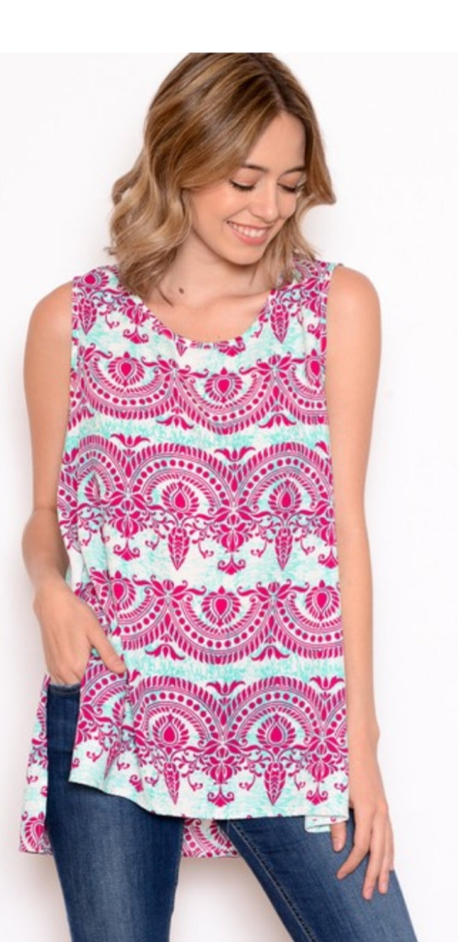 Magenta Print Tank Top