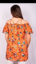 Load image into Gallery viewer, Orange Floral Off-Shoulder Top
