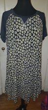 Navy Daisy Knee Length Dress with Pockets