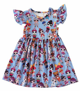 Girls blue LOL doll dress