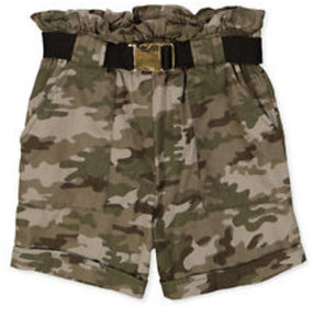 Girls Camo Belted Shorts