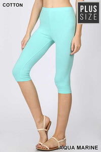 Aquamarine Cotton Capri Leggings